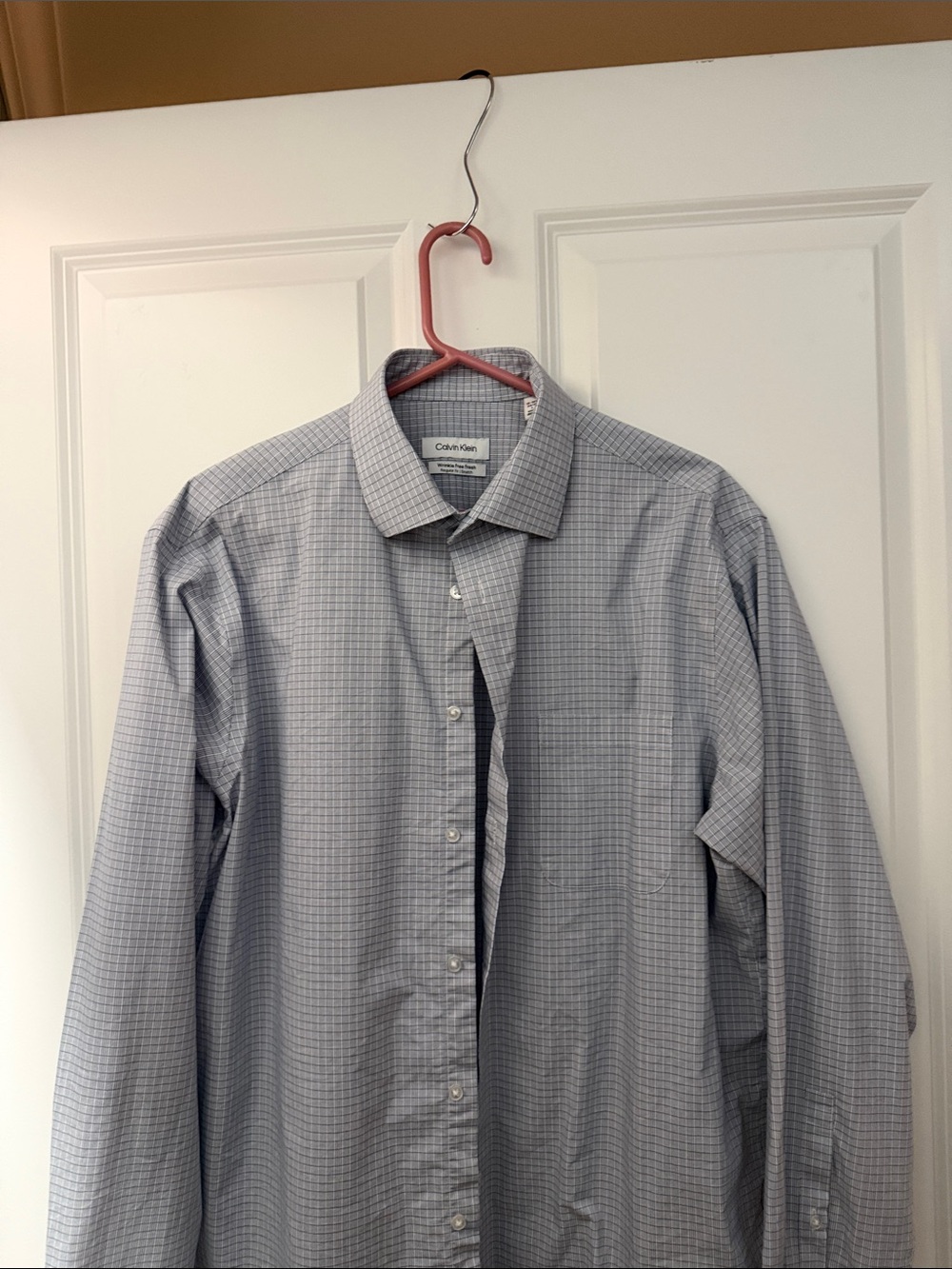 Calvin Klein Men's Blue Micro-Check Dress Shirt